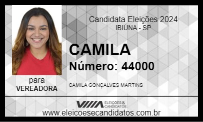 Candidato CAMILA 2024 - IBIÚNA - Eleições