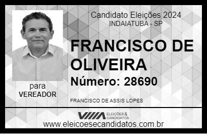 Candidato FRANCISCO DE OLIVEIRA 2024 - INDAIATUBA - Eleições