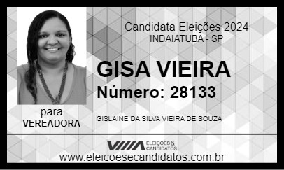 Candidato GISA VIEIRA 2024 - INDAIATUBA - Eleições