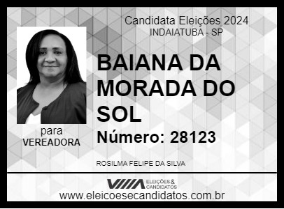 Candidato BAIANA DA MORADA DO SOL 2024 - INDAIATUBA - Eleições