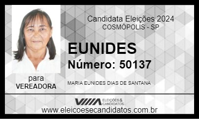 Candidato EUNIDES 2024 - COSMÓPOLIS - Eleições