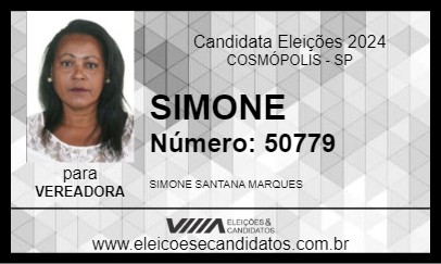 Candidato SIMONE 2024 - COSMÓPOLIS - Eleições