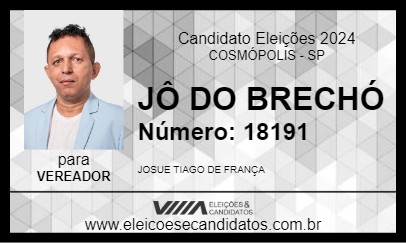 Candidato JÔ DO BRECHÓ 2024 - COSMÓPOLIS - Eleições