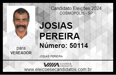 Candidato JOSIAS PEREIRA 2024 - COSMÓPOLIS - Eleições