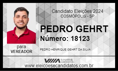 Candidato PEDRO GEHRT 2024 - COSMÓPOLIS - Eleições