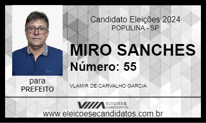 Candidato MIRO SANCHES 2024 - POPULINA - Eleições