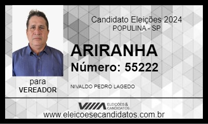 Candidato ARIRANHA 2024 - POPULINA - Eleições