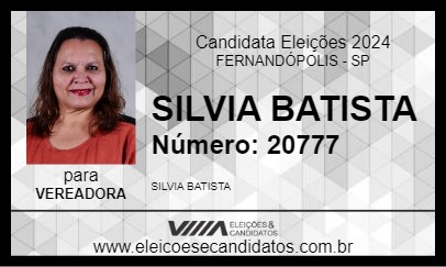 Candidato SILVIA BATISTA 2024 - FERNANDÓPOLIS - Eleições