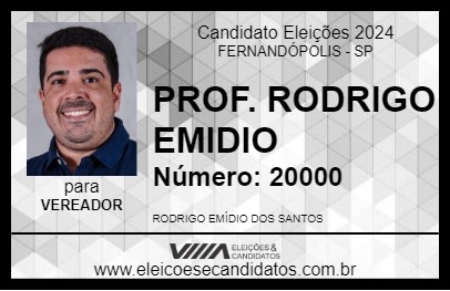 Candidato PROF. RODRIGO EMIDIO 2024 - FERNANDÓPOLIS - Eleições