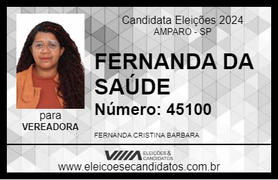 Candidato FERNANDA DA SAÚDE 2024 - AMPARO - Eleições