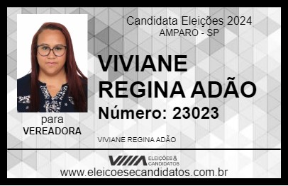 Candidato VIVIANE REGINA ADÃO 2024 - AMPARO - Eleições