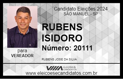 Candidato RUBENS ISIDORO 2024 - SÃO MANUEL - Eleições