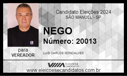 Candidato NEGO 2024 - SÃO MANUEL - Eleições