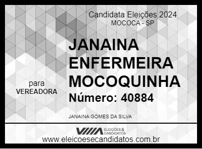 Candidato JANAINA ENFERMEIRA MOCOQUINHA 2024 - MOCOCA - Eleições