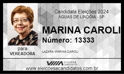 Candidato MARINA CAROLI 2024 - ÁGUAS DE LINDÓIA - Eleições