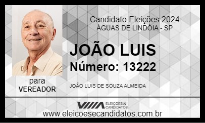 Candidato JOÃO LUIS 2024 - ÁGUAS DE LINDÓIA - Eleições