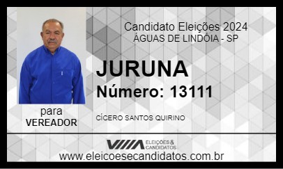 Candidato JURUNA 2024 - ÁGUAS DE LINDÓIA - Eleições