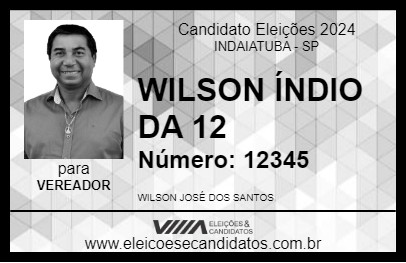 Candidato WILSON ÍNDIO DA 12 2024 - INDAIATUBA - Eleições