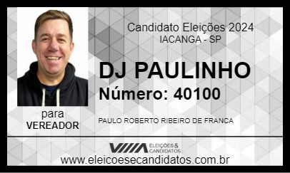 Candidato DJ PAULINHO 2024 - IACANGA - Eleições