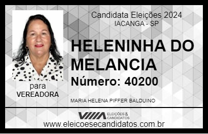 Candidato HELENINHA DO MELANCIA 2024 - IACANGA - Eleições