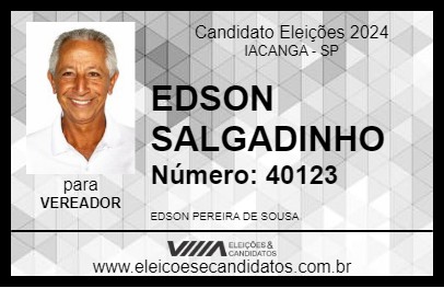 Candidato EDSON SALGADINHO 2024 - IACANGA - Eleições