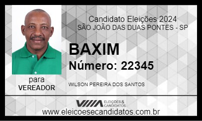 Candidato BAXIM 2024 - SÃO JOÃO DAS DUAS PONTES - Eleições