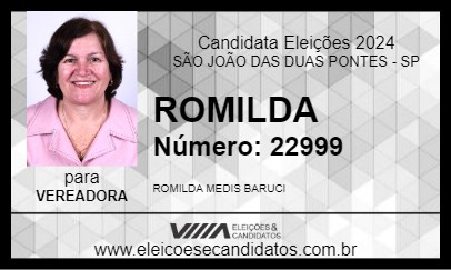 Candidato ROMILDA 2024 - SÃO JOÃO DAS DUAS PONTES - Eleições