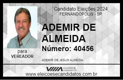 Candidato ADEMIR DE ALMEIDA 2024 - FERNANDÓPOLIS - Eleições