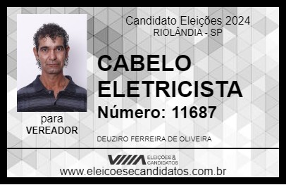 Candidato CABELO ELETRICISTA 2024 - RIOLÂNDIA - Eleições