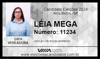 Candidato LÉIA MEGA 2024 - RIOLÂNDIA - Eleições