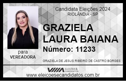 Candidato GRAZIELA LAURA BAIANA 2024 - RIOLÂNDIA - Eleições