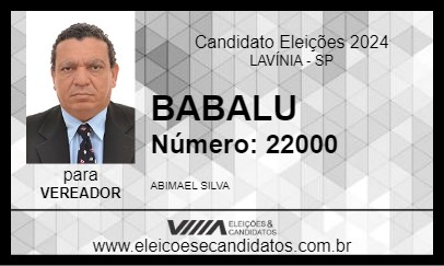 Candidato BABALU 2024 - LAVÍNIA - Eleições