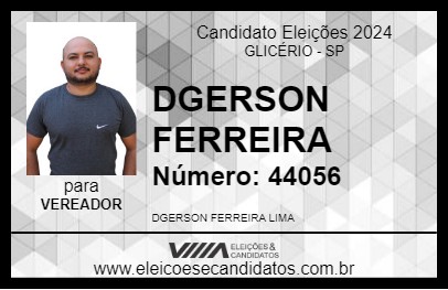 Candidato DGERSON FERREIRA 2024 - GLICÉRIO - Eleições