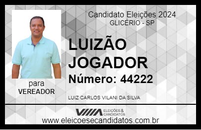 Candidato LUIZÃO JOGADOR 2024 - GLICÉRIO - Eleições