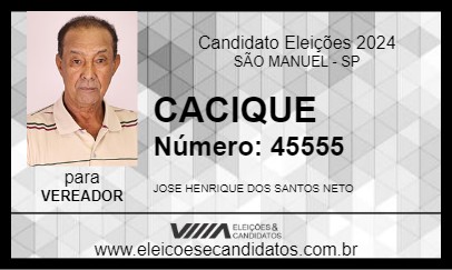 Candidato CACIQUE 2024 - SÃO MANUEL - Eleições