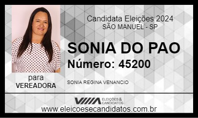 Candidato SONIA DO PAO 2024 - SÃO MANUEL - Eleições