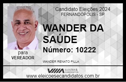 Candidato WANDER DA SAÚDE 2024 - FERNANDÓPOLIS - Eleições