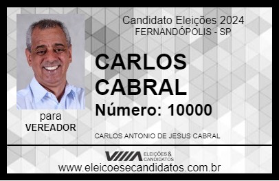 Candidato CARLOS CABRAL 2024 - FERNANDÓPOLIS - Eleições