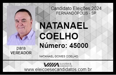 Candidato NATANAEL COELHO 2024 - FERNANDÓPOLIS - Eleições