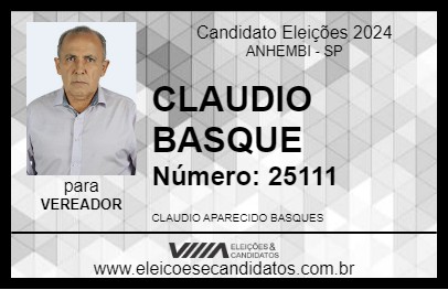 Candidato CLAUDIO BASQUES 2024 - ANHEMBI - Eleições