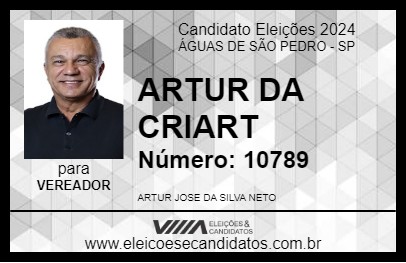 Candidato ARTUR DA CRIART 2024 - ÁGUAS DE SÃO PEDRO - Eleições