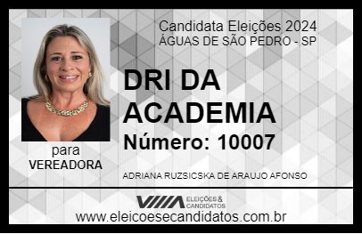 Candidato DRI DA ACADEMIA 2024 - ÁGUAS DE SÃO PEDRO - Eleições