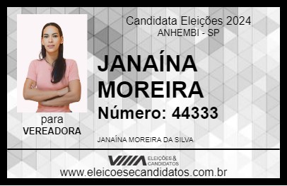 Candidato JANAÍNA MOREIRA 2024 - ANHEMBI - Eleições