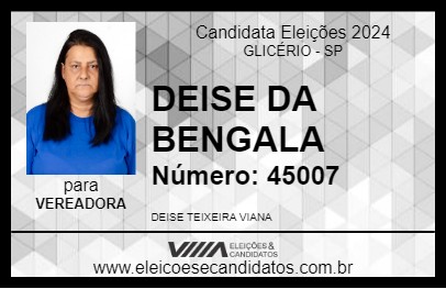 Candidato DEISE DA BENGALA 2024 - GLICÉRIO - Eleições