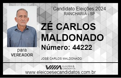 Candidato ZÉ CARLOS MALDONADO 2024 - RANCHARIA - Eleições