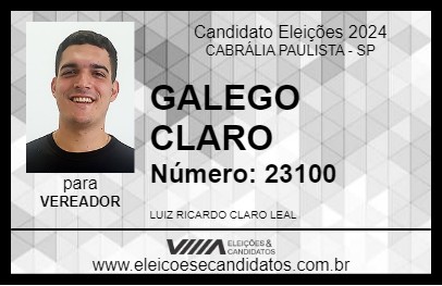 Candidato GALEGO CLARO 2024 - CABRÁLIA PAULISTA - Eleições