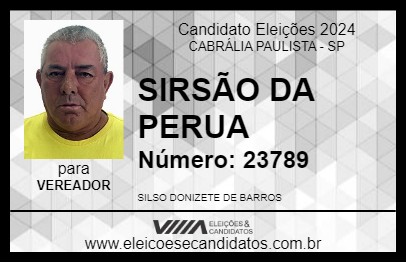 Candidato SIRSÃO DA PERUA 2024 - CABRÁLIA PAULISTA - Eleições