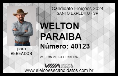 Candidato WELTON PARAIBA 2024 - SANTO EXPEDITO - Eleições