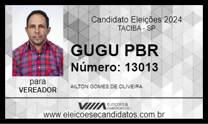 Candidato GUGU PBR 2024 - TACIBA - Eleições