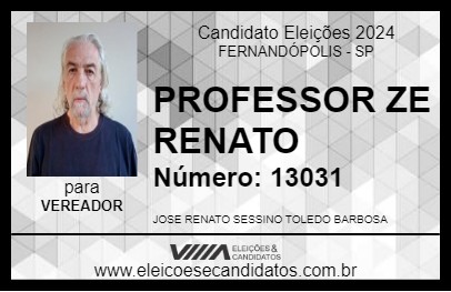 Candidato PROFESSOR ZE RENATO 2024 - FERNANDÓPOLIS - Eleições